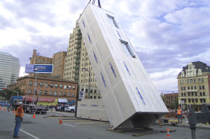 Uprighting the hoistway in an elevator installation.